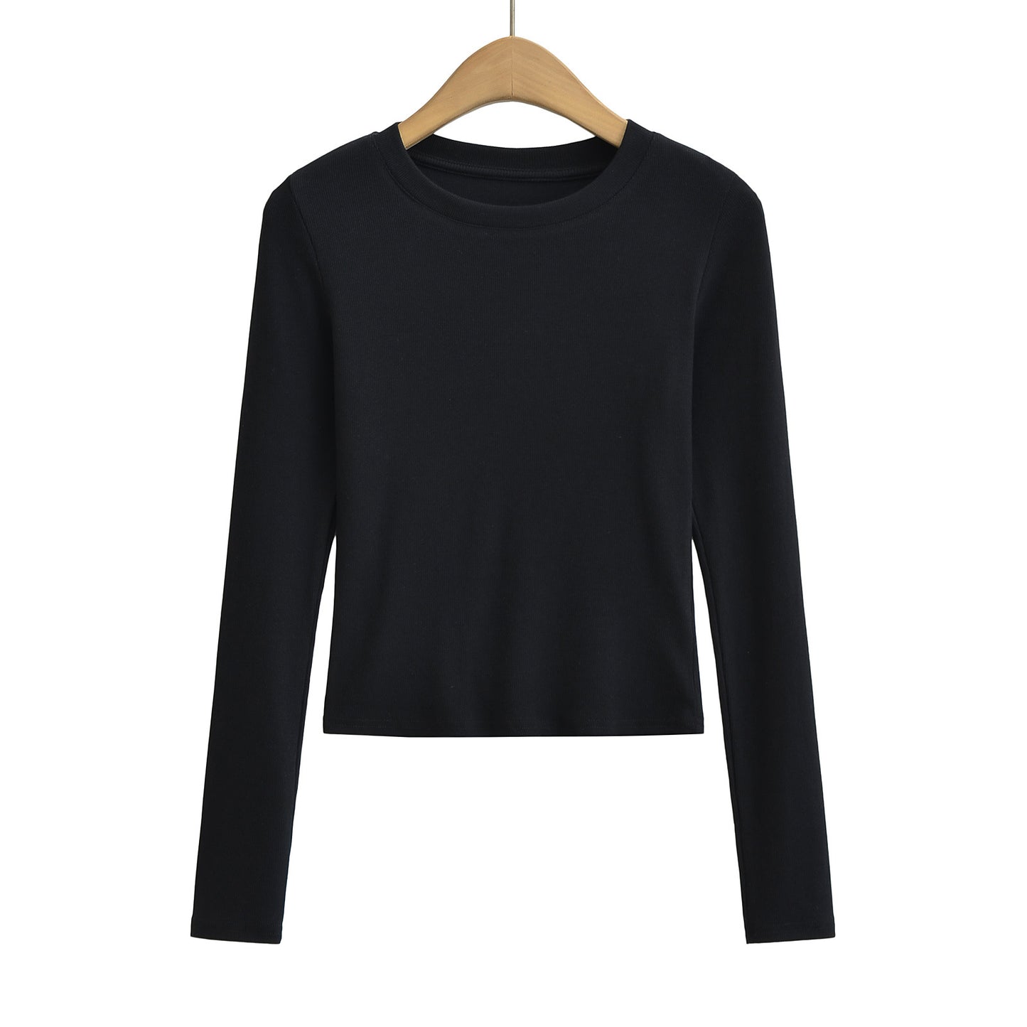 Round neck slim fit long sleeved T-shirt