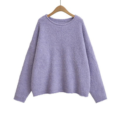 Round neck pullover loose long sleeved sweater