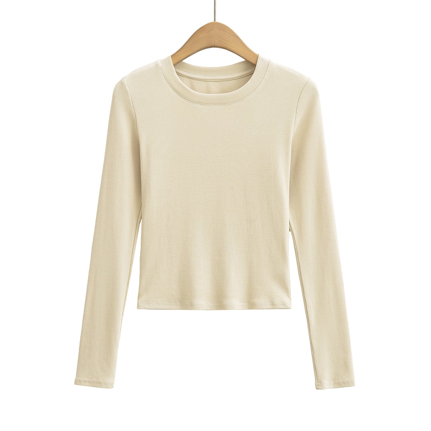 Round neck slim fit long sleeved T-shirt