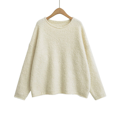 Round neck pullover loose long sleeved sweater