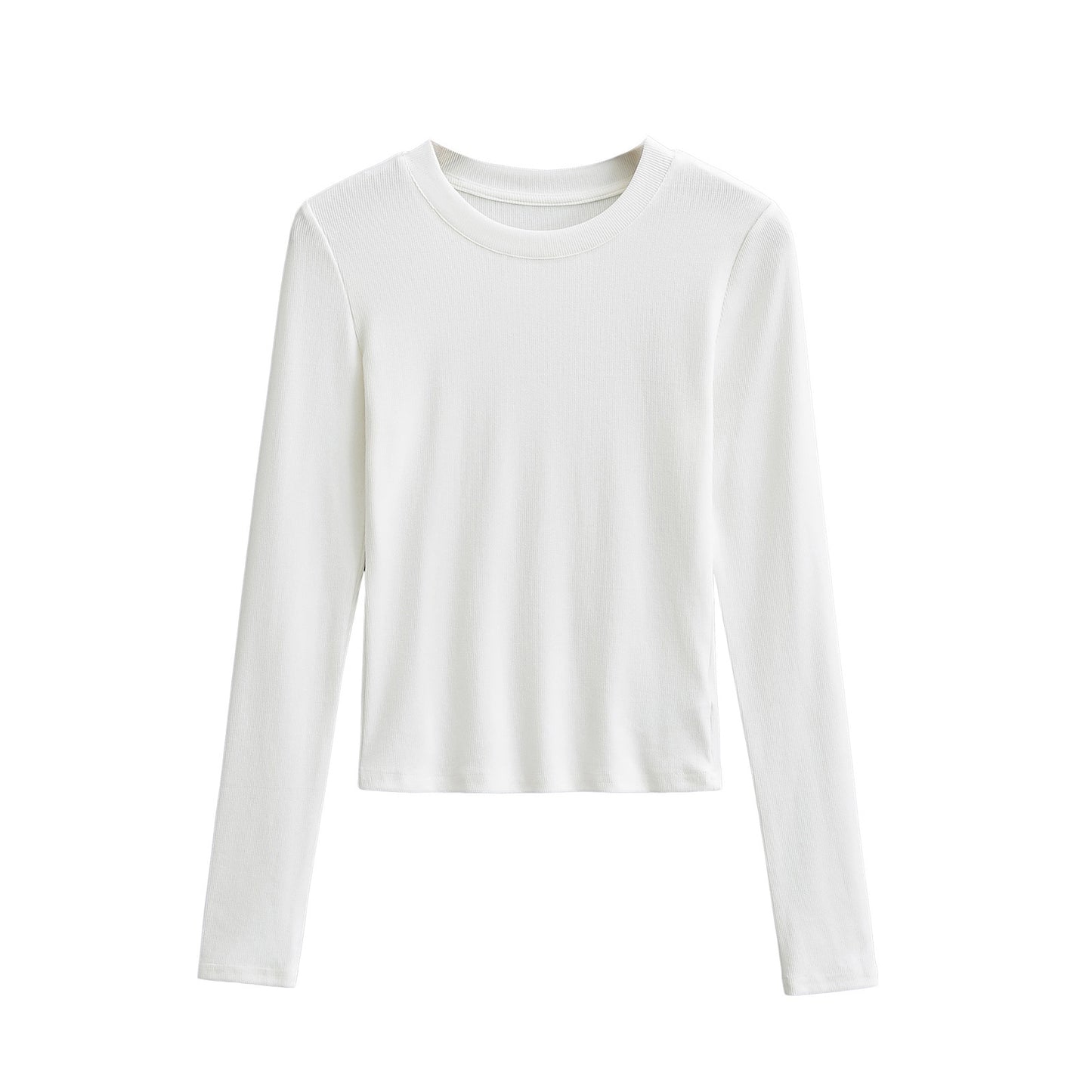 Round neck slim fit long sleeved T-shirt