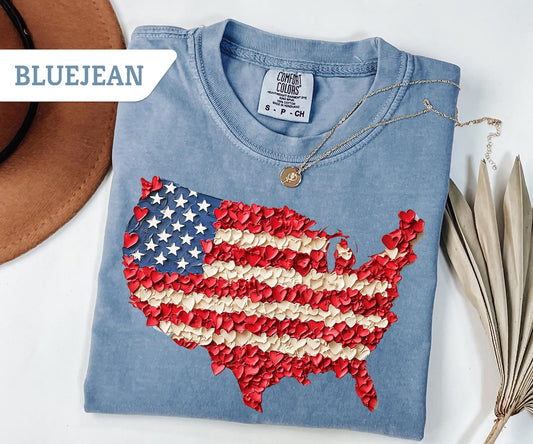 Comfort Colors®Floral 4th of July Usa Map Shirt