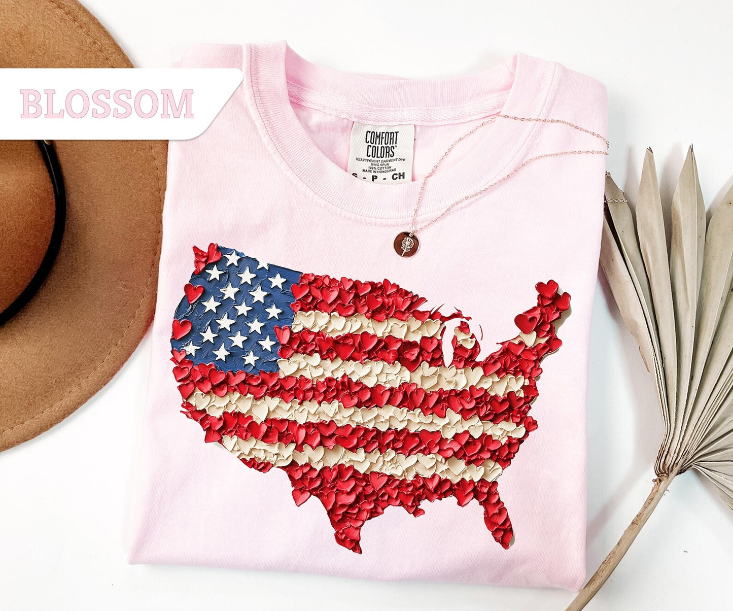 Comfort Colors®Floral 4th of July Usa Map Shirt