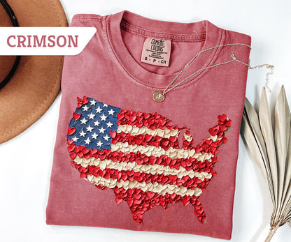Comfort Colors®Floral 4th of July Usa Map Shirt