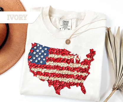 Comfort Colors®Floral 4th of July Usa Map Shirt