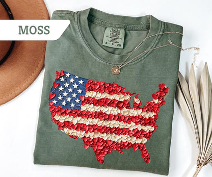 Comfort Colors®Floral 4th of July Usa Map Shirt