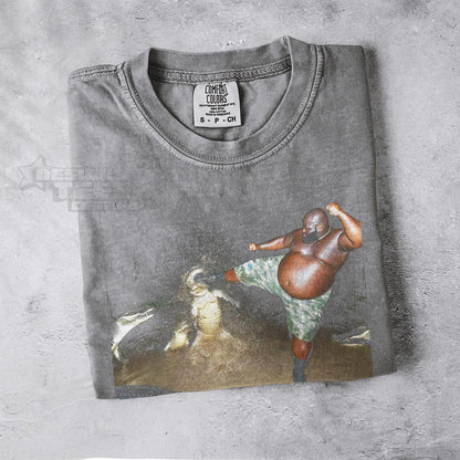 Guy Kicking Crocodile Tshirt
