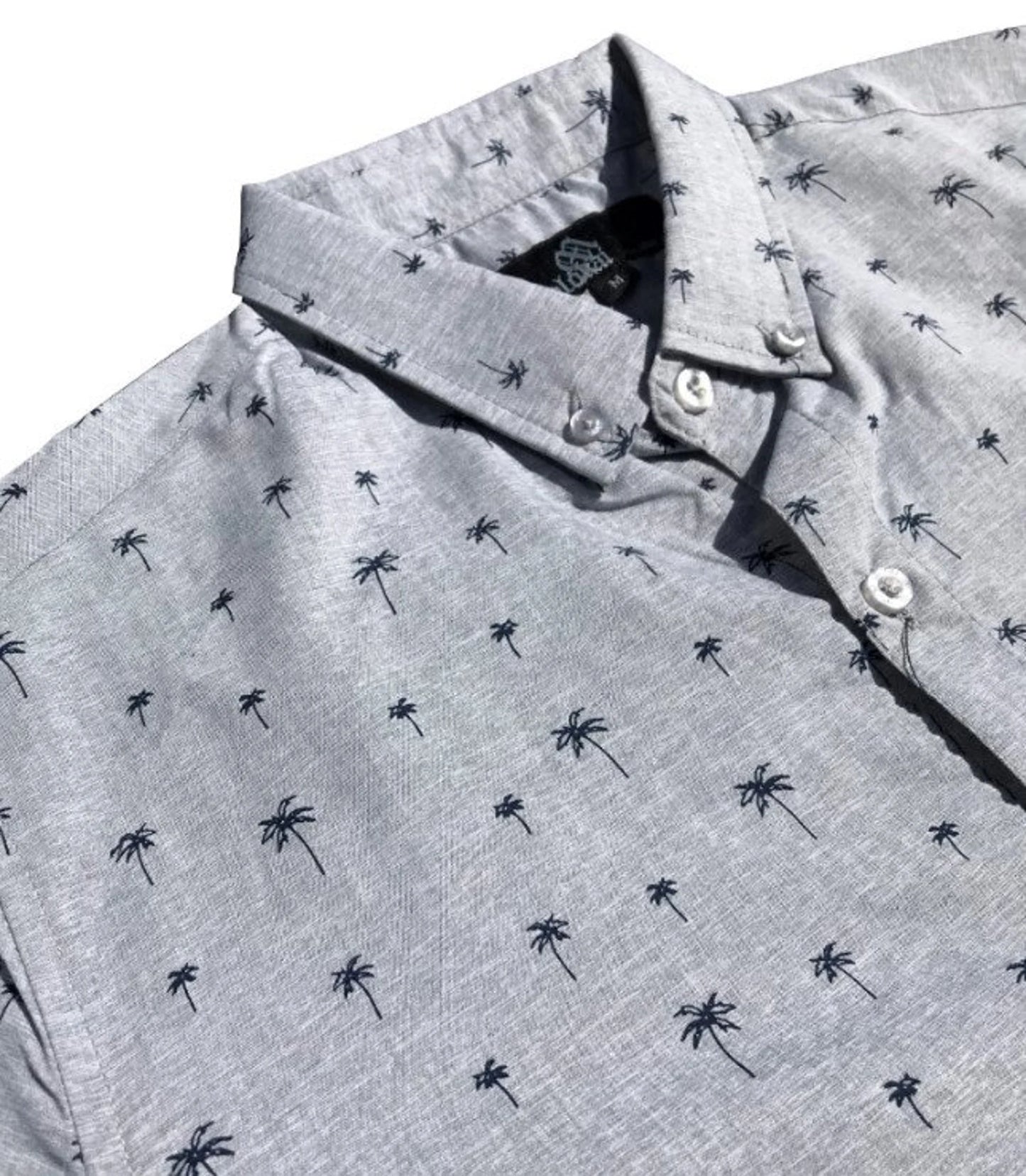 Molokai Grey Palm Tree Button Down Shirt