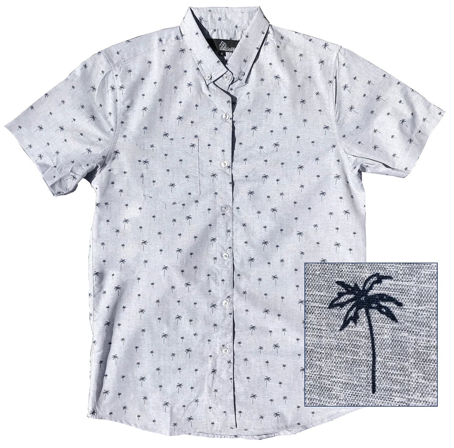 Molokai Grey Palm Tree Button Down Shirt