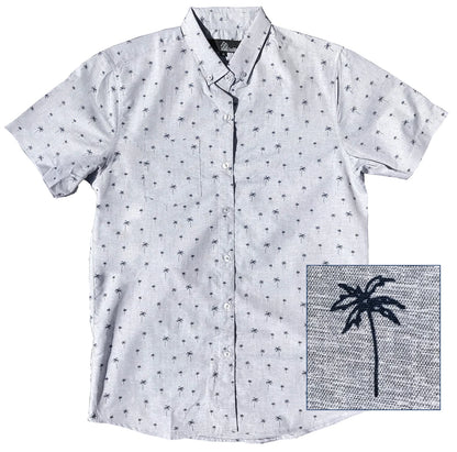 Molokai Grey Palm Tree Button Down Shirt