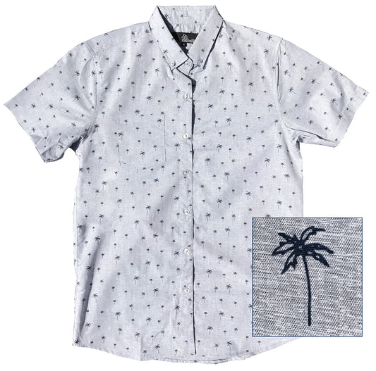 Molokai Grey Palm Tree Button Down Shirt