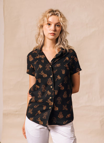 Spicy Noods Fun Mens & Womens Tropical Button-Up Top