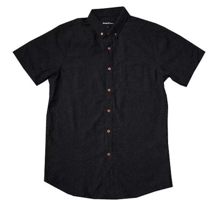 Molokai Solid Black Seersucker Button Down Shirt