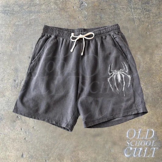 Vintage Spider Fleece Sweat Shorts, Retro Washed Sport Shorts, Hero Pants, Oversized Sweat Pants, Gym Y2k Shorts, Gym Pump Cover Apparel