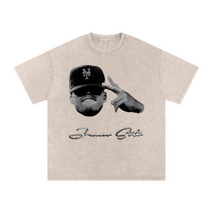 Juan Soto Graphic T-Shirt: New York Mets Streetwear - Acid Wash Cotton